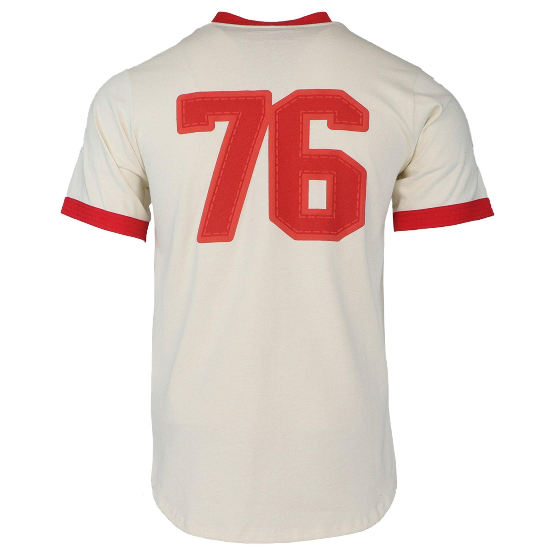 Back view of Budweiser Vintage Baseball Jersey on mannequin