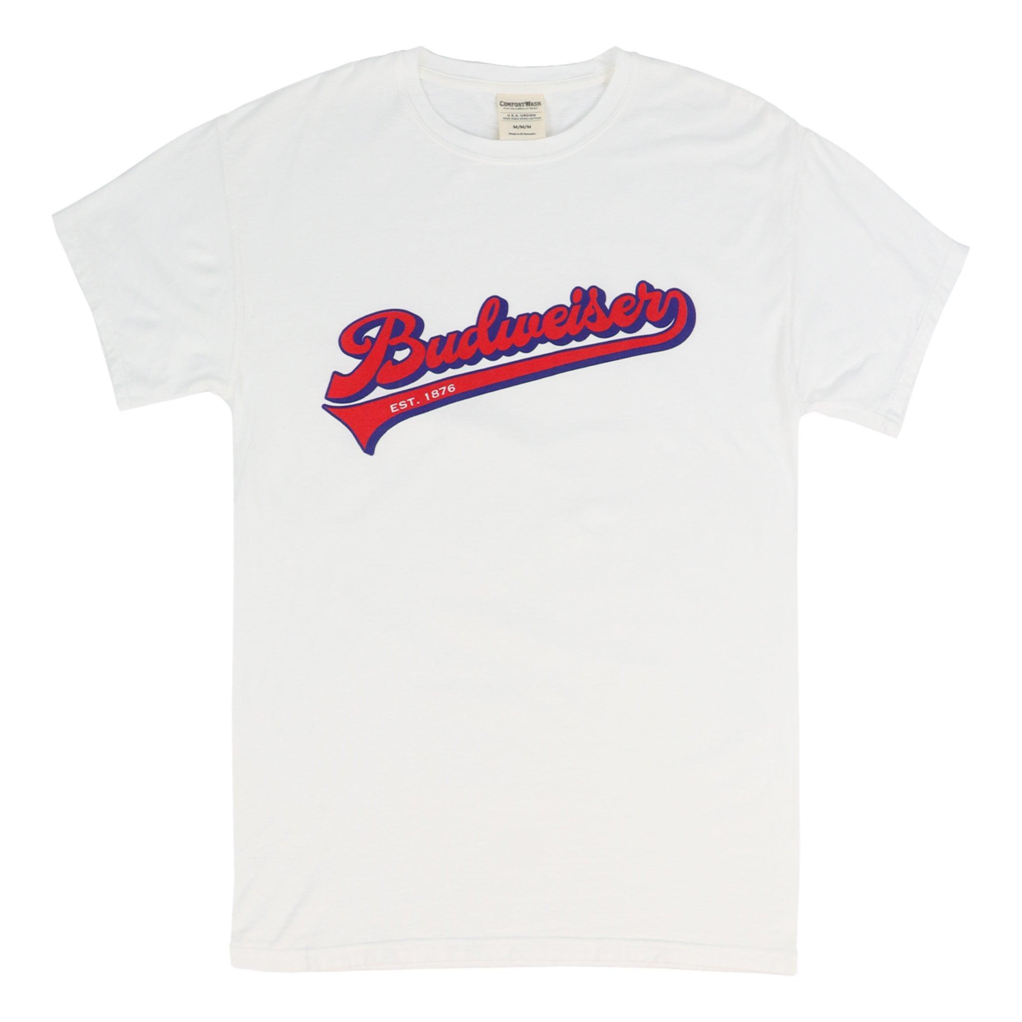 white budweiser vintage baseball t shirt