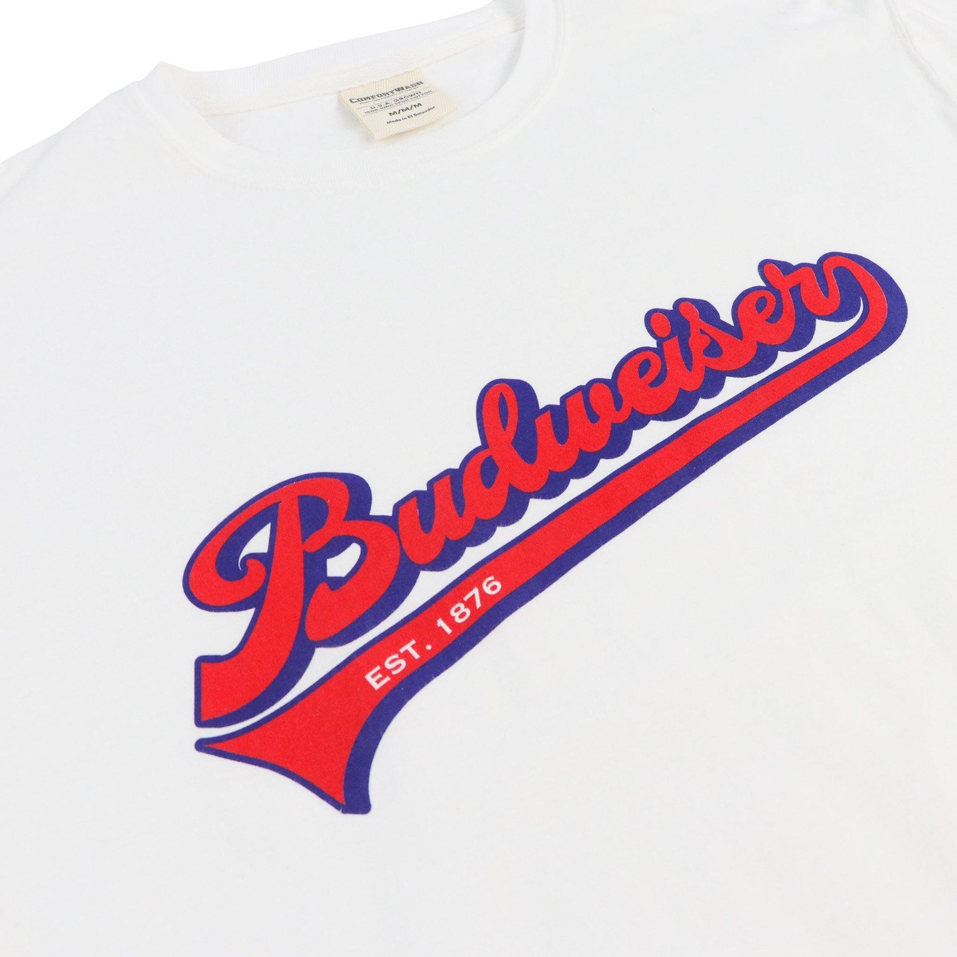 white budweiser vintage baseball t shirt