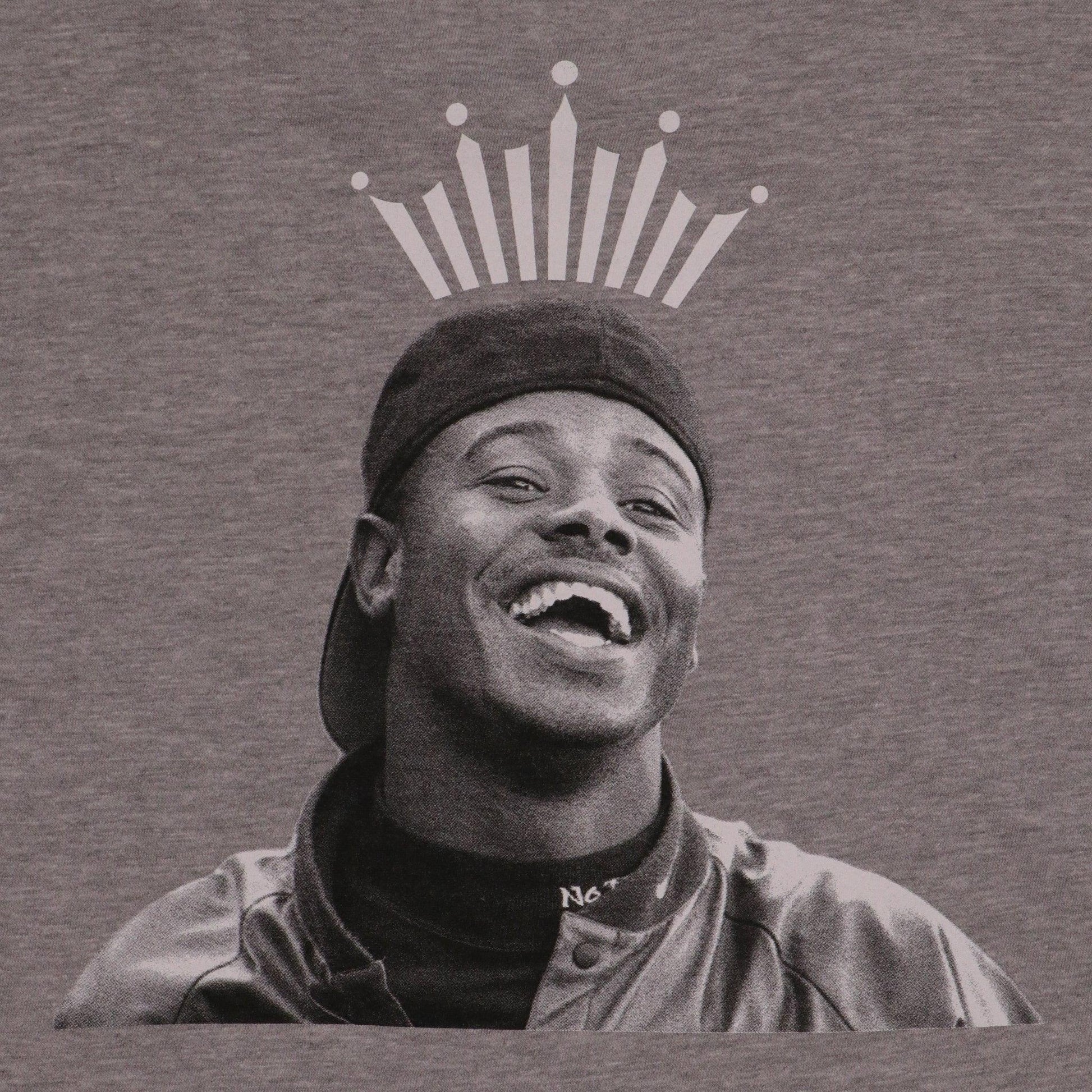 close up of back print of tee