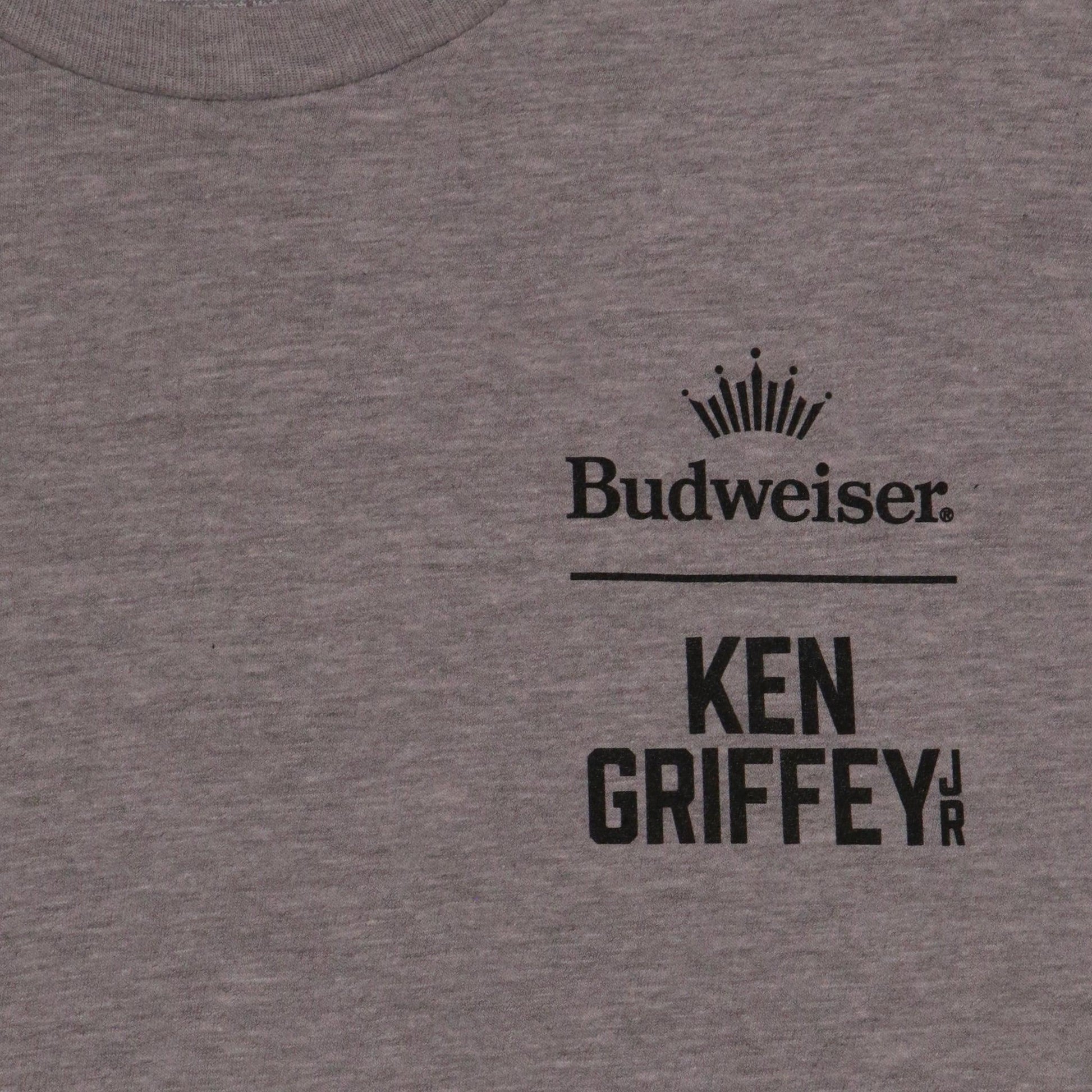 close up of front of tee. decoration on front left chest of tee