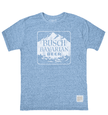 Blue shirt with Busch Bavarian beer on chest 