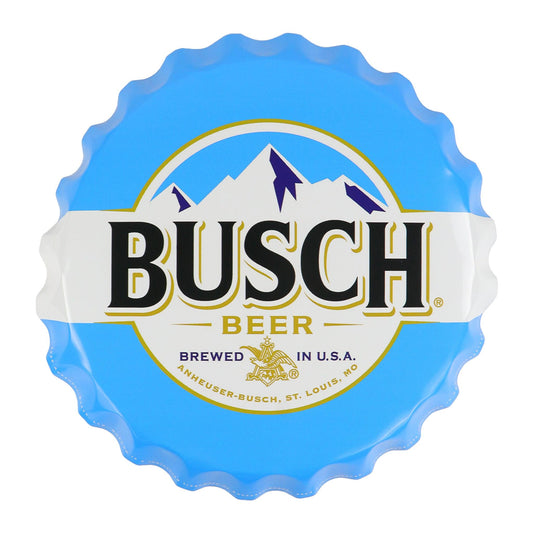 busch beer bottle cap tin sign