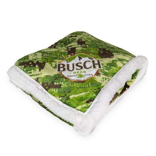 green busch beer camo blanket 50" x 60" fleece 