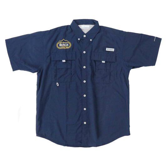 navy busch fishing columbia short sleeve pfg shirt
