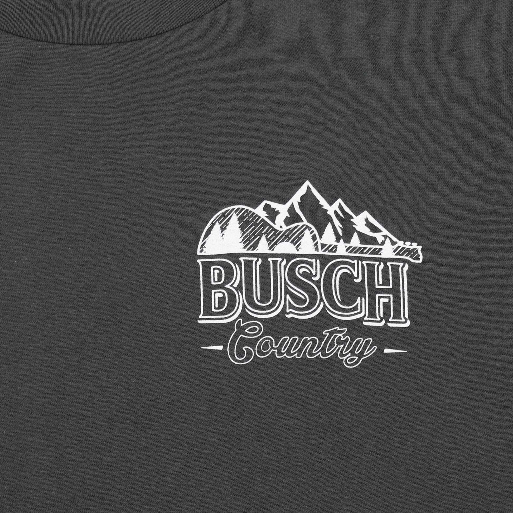 Close up view of Busch country logo