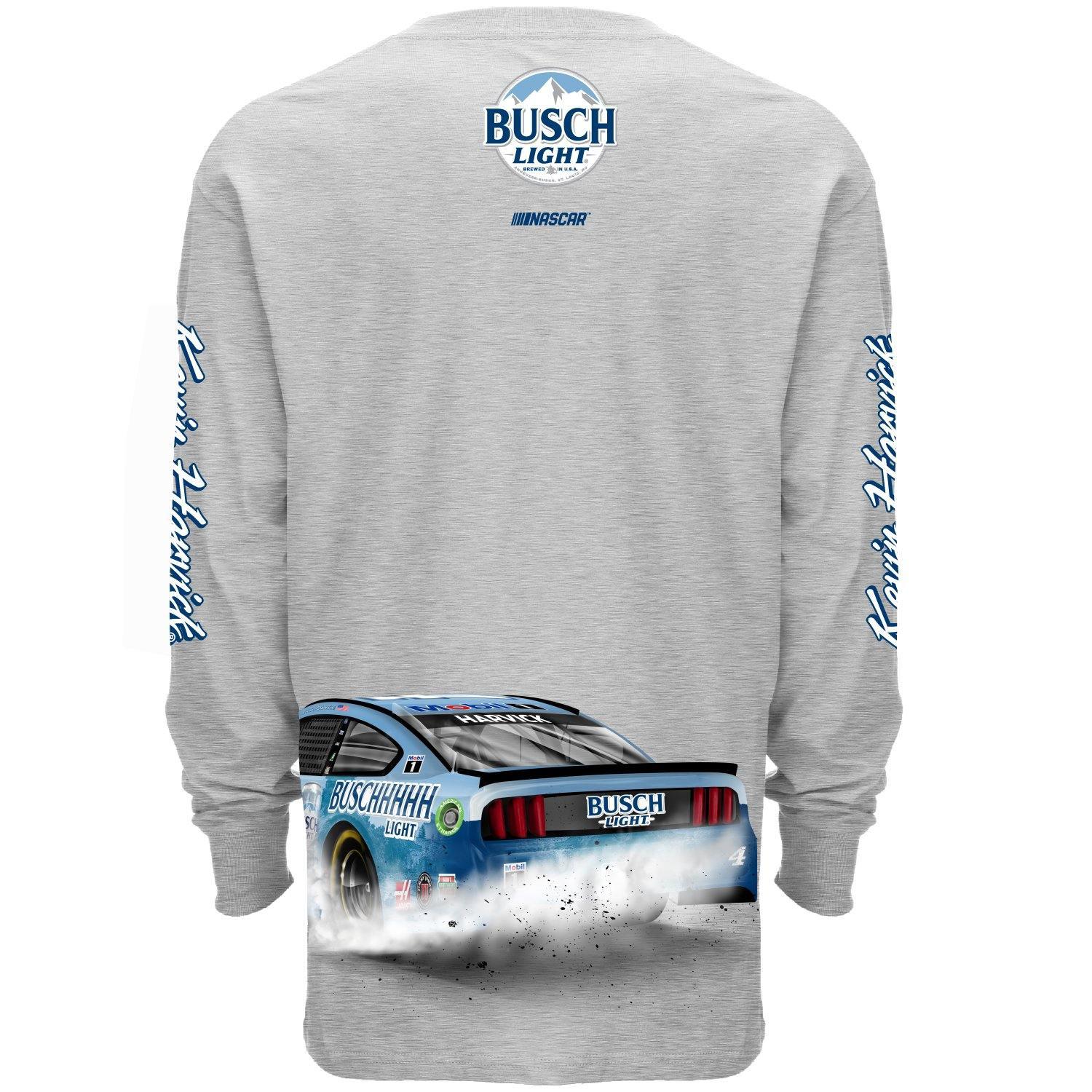 Busch Kevin Harvick F/B Gray Men's Long Sleeve T-Shirt - Back