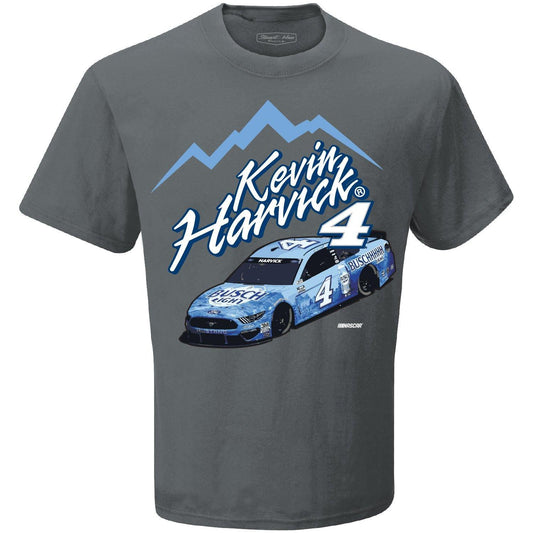 Busch Kevin Harvick Mountain Car Gray Men's T-Shirt - Front