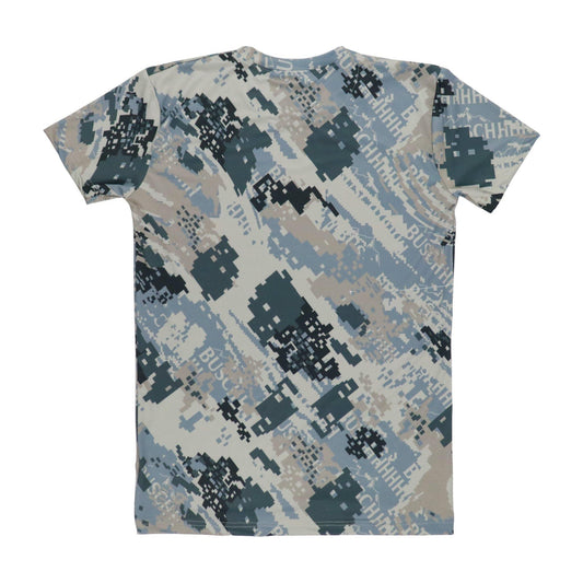 back of grey busch light camo t shirt