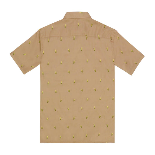 back of shirt with corn cobs scattered