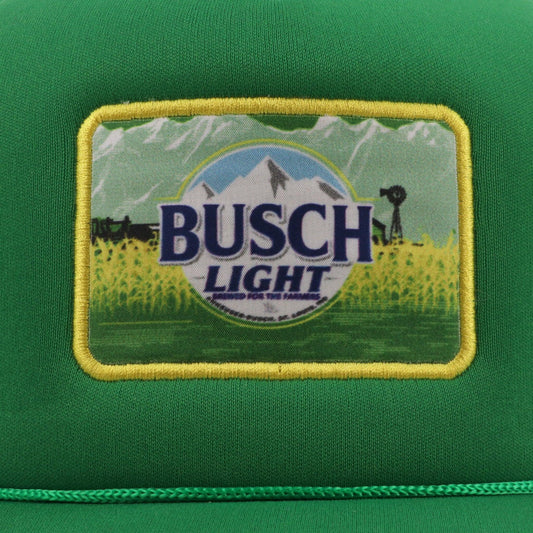 green busch light beere farmer green rope hat