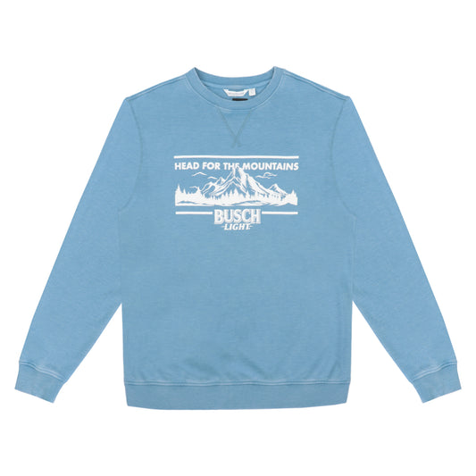 Busch Light Head for the Mountains Blue Vintage Crewneck