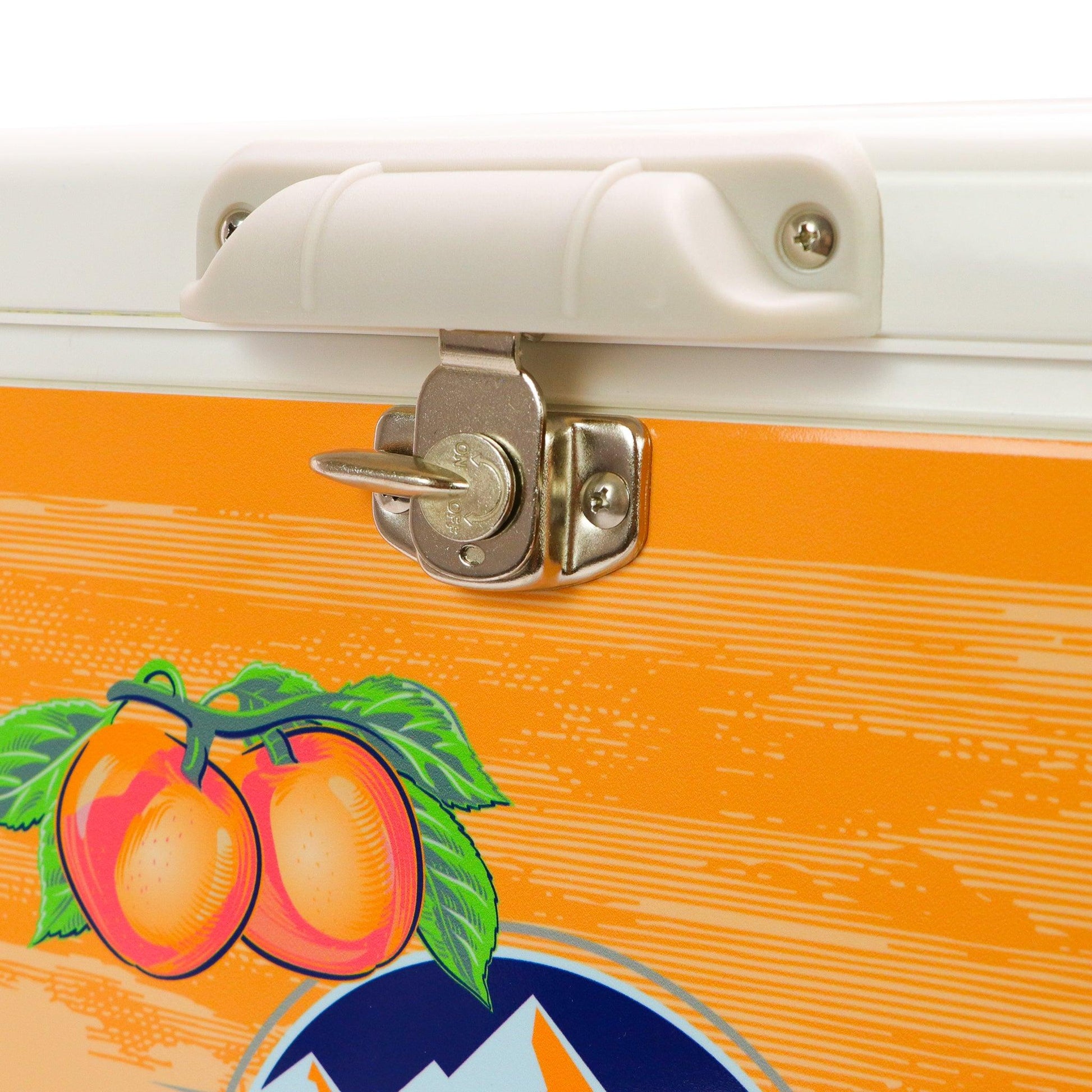 Busch Light Peach cooler - Metal Latch Closeup