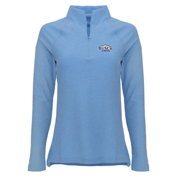 Light blue ladies Busch Light 1/4 zip pullover