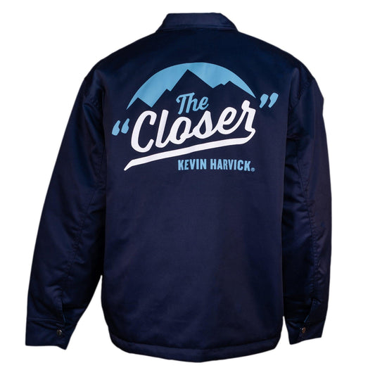 back of navy jacket with logo that reads the "Closer" kevin harvick.