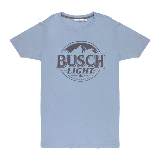 faded blue busch light tonal logo t shirt