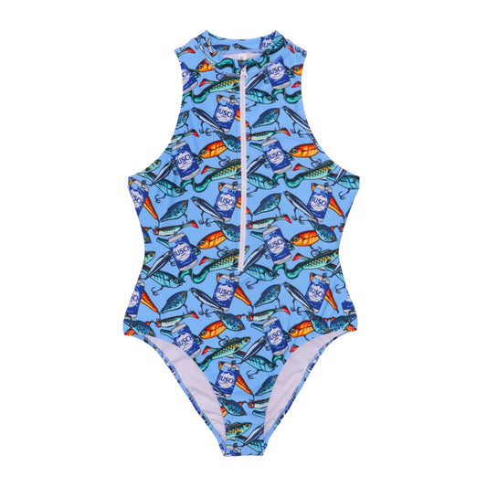 Busch Light scatter fishing lure swimsuit