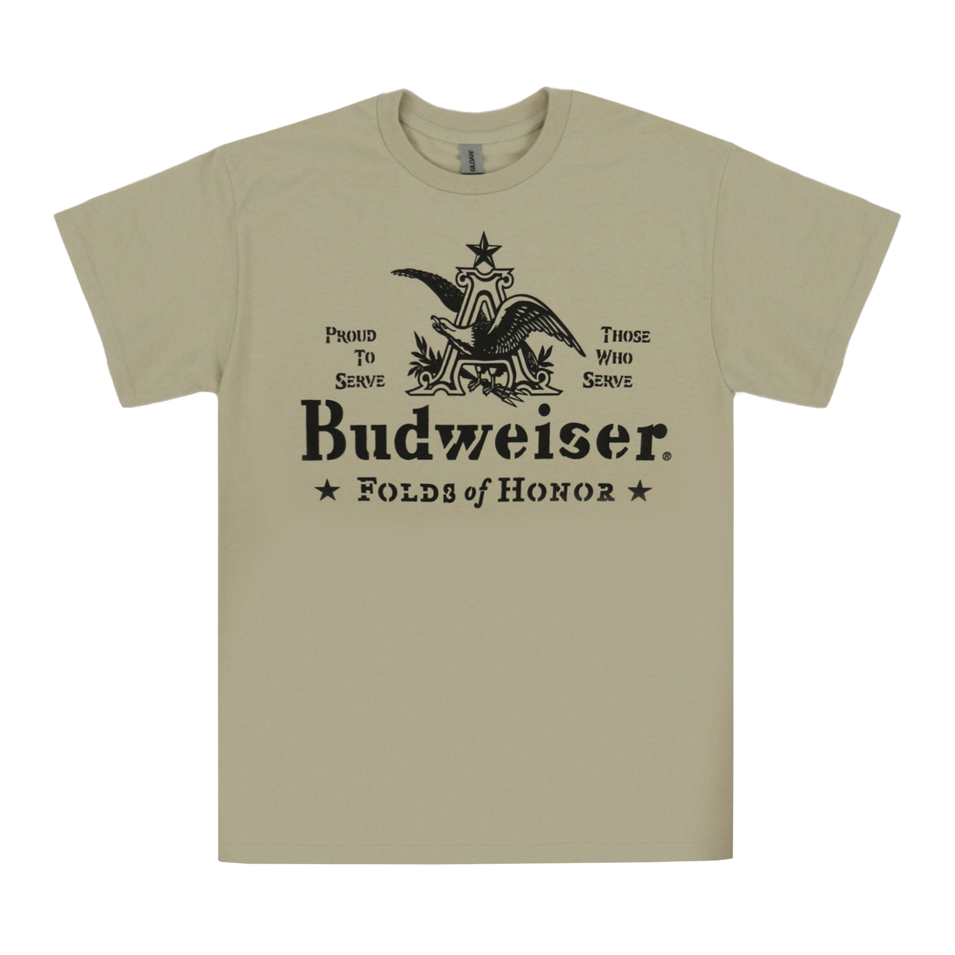 Front view of Budweiser Folds of Honor Stencil T-Shirt