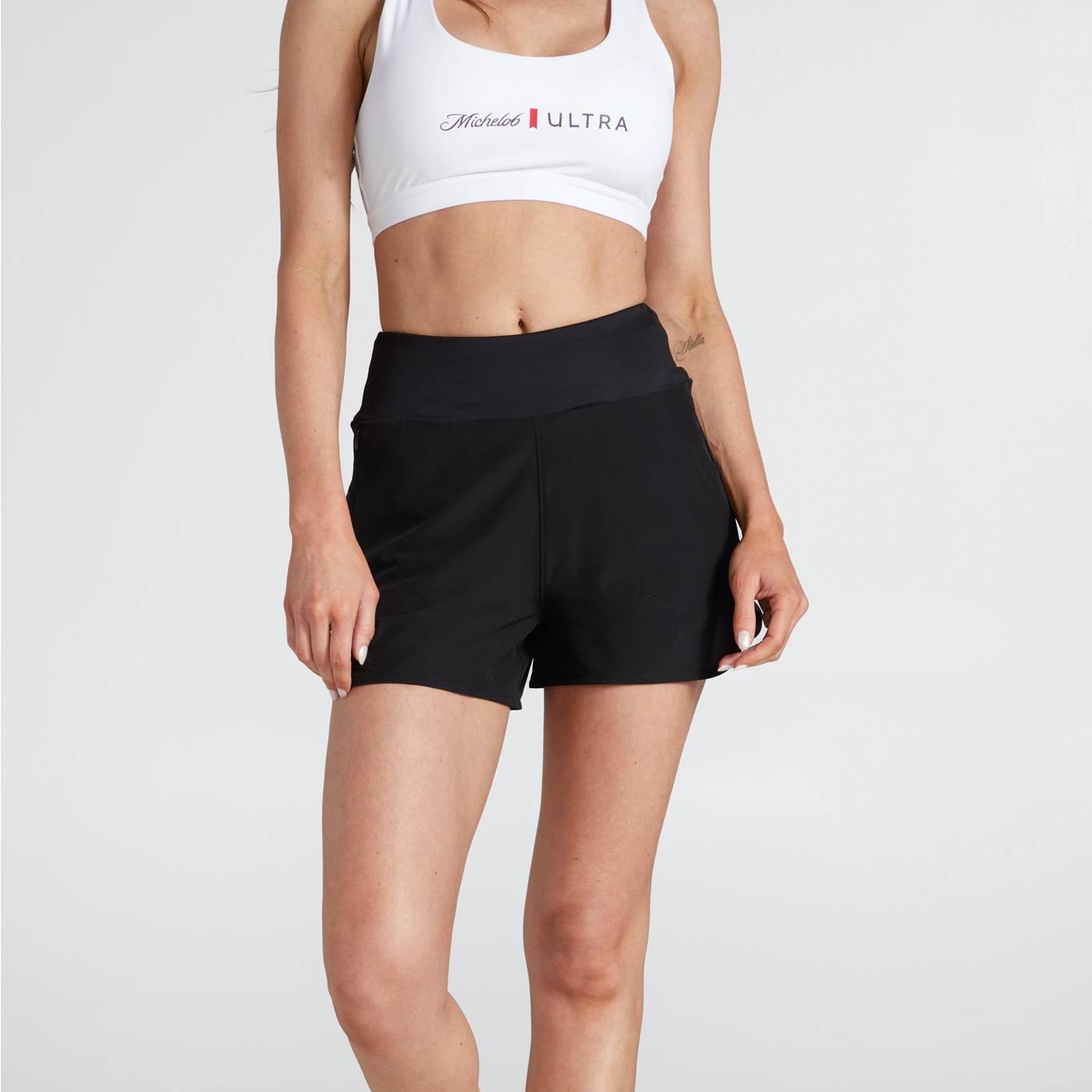 front view of model wearing shorts with no logo