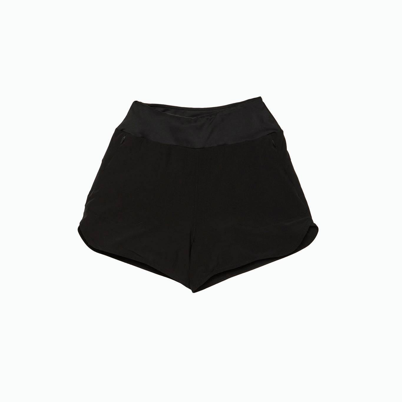 flat lay of black womens shorts 