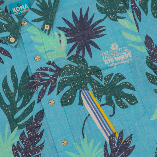 Close up-front view of Kona x Reyn Spooner Classic Aloha Shirt