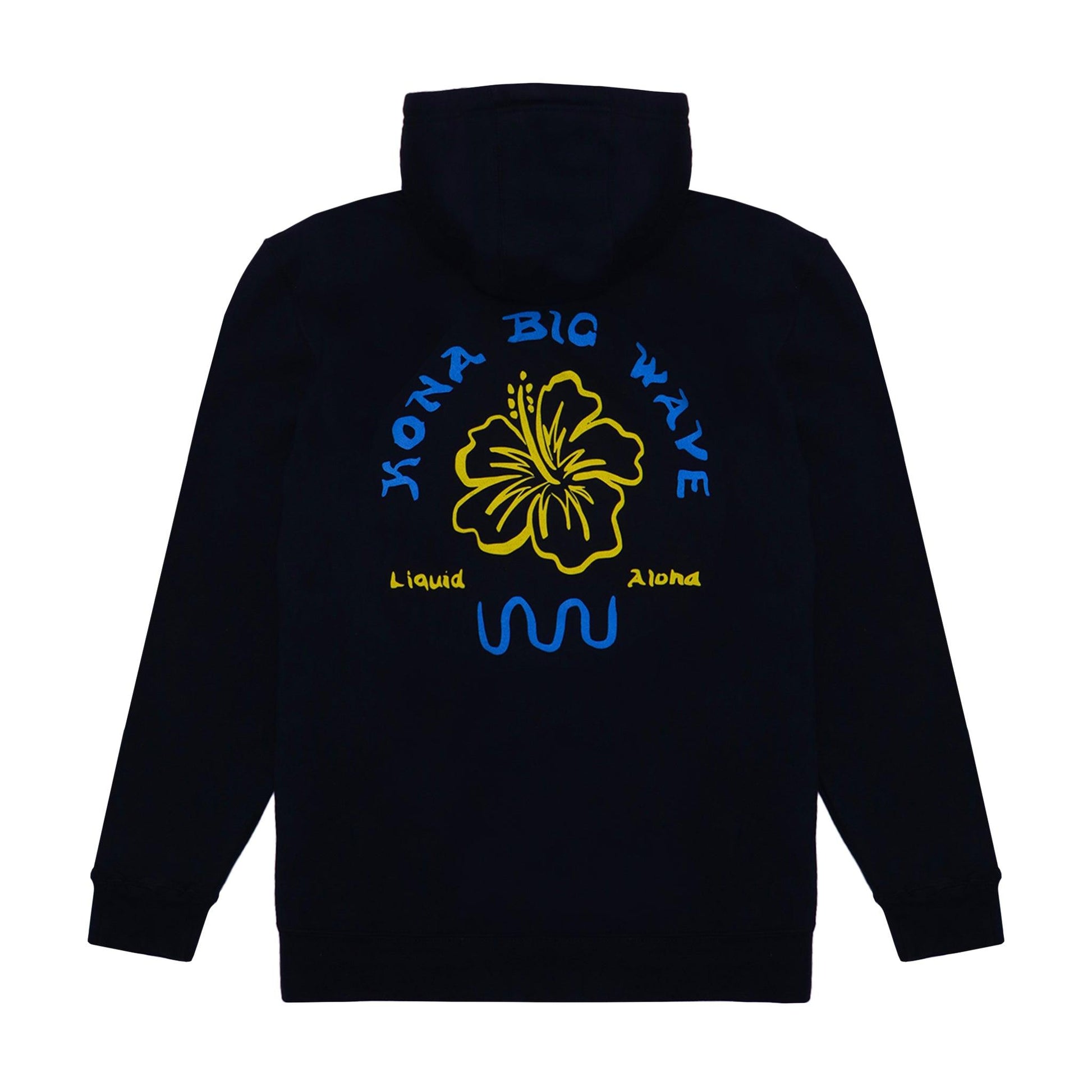 black kona big wave hibiscus hoodie back print
