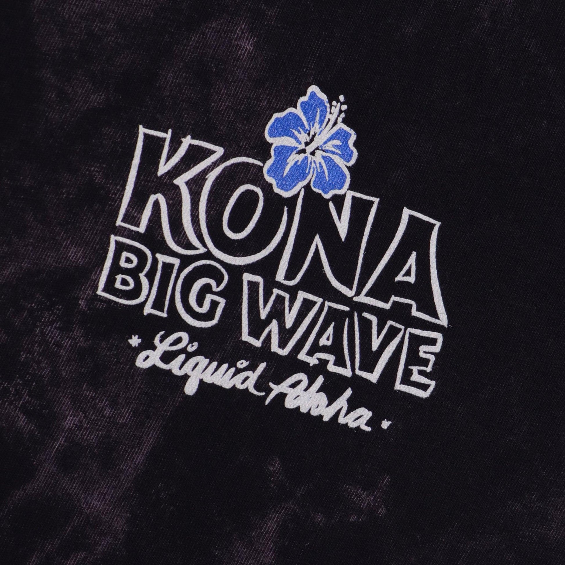 close up of the Kona Big Wave Liquid Aloha on front left chest