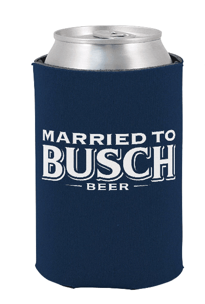 Dark Blue Busch Coolie with Slogan "Married to Busch" coolie