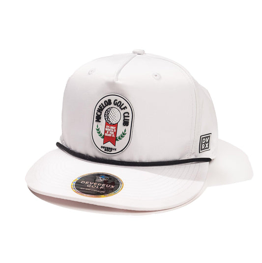 White Michelob Golf Club logo flat bill hat with black rope