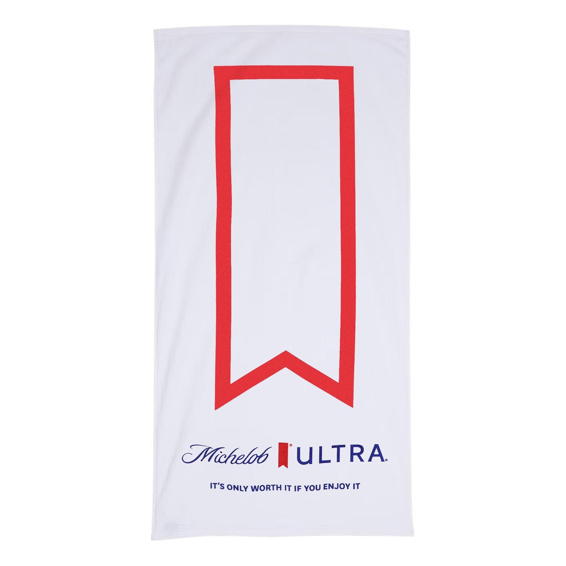 front of towel with open ribbon logo and michelob ultra logo below 