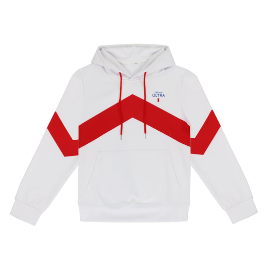white michelob ultra performance stripe hoodie