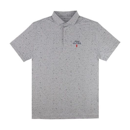 Michelob ULTRA Grey Golf Patterned Polo