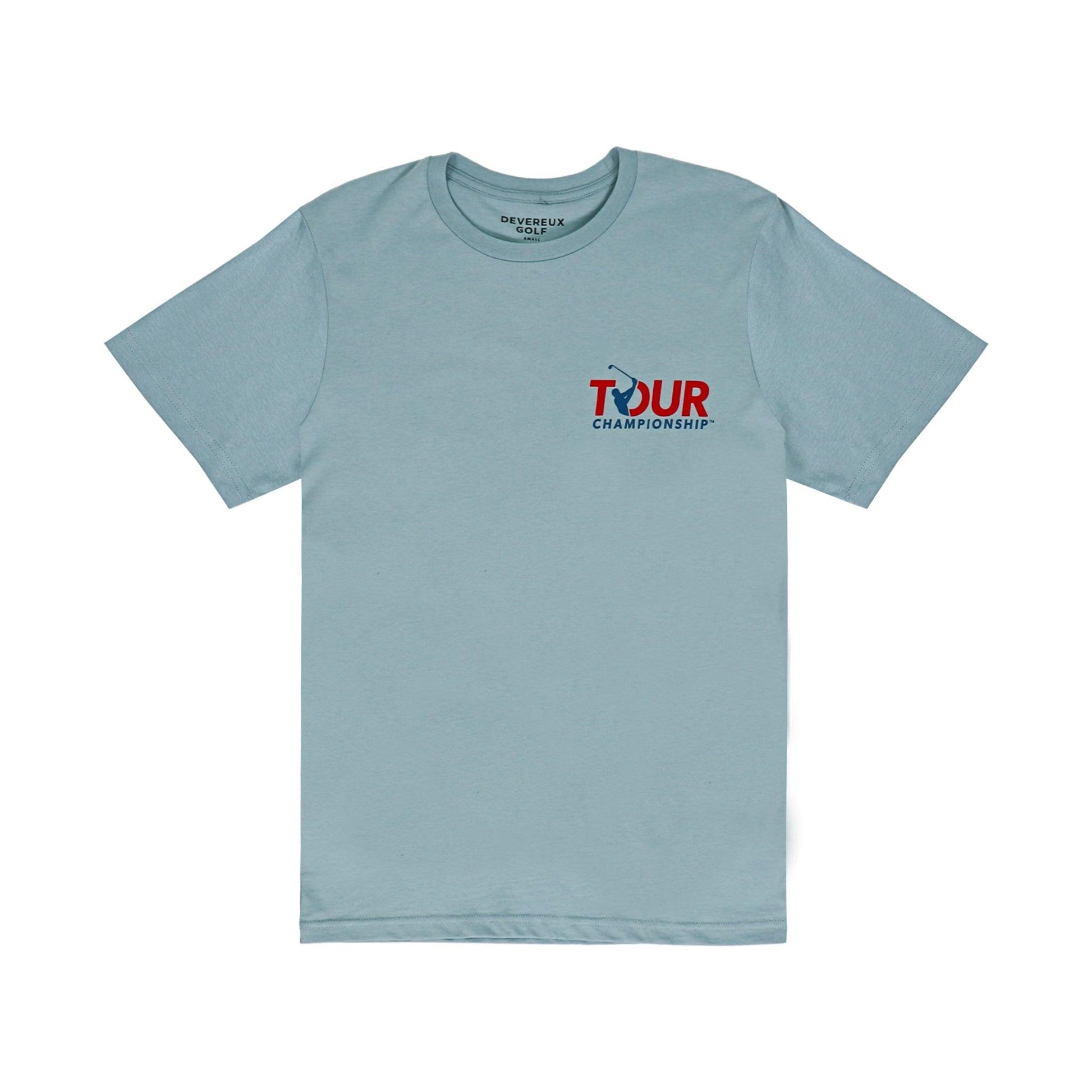 front of shirt with Tour logo on left chest ]