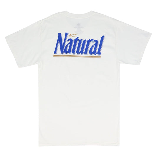 white natural light act natural t shirt