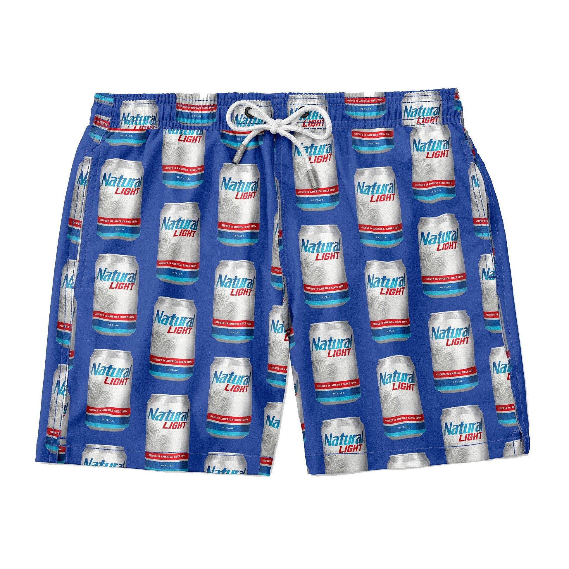 natural light scatter print beer can swim trunks