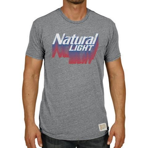 grey natural light retro label t shirt
