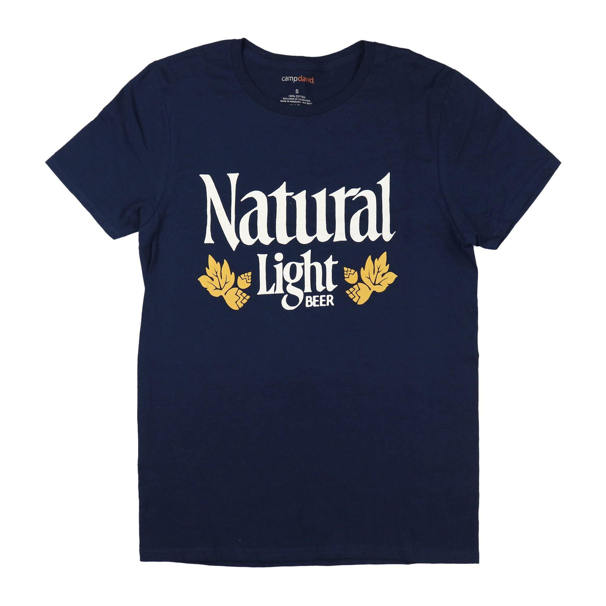 navy natural light retro logo t shirt