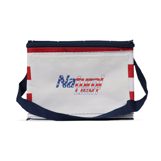 Natural Light 6pk beer cooler with Red and White Stripes and Blue stars