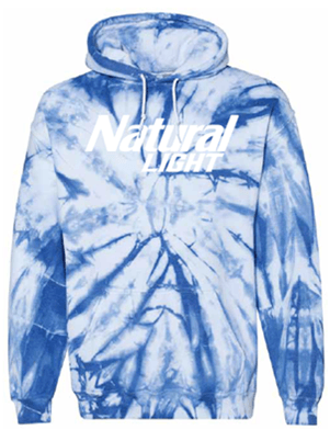 natural light white and blue tie dye hoodie