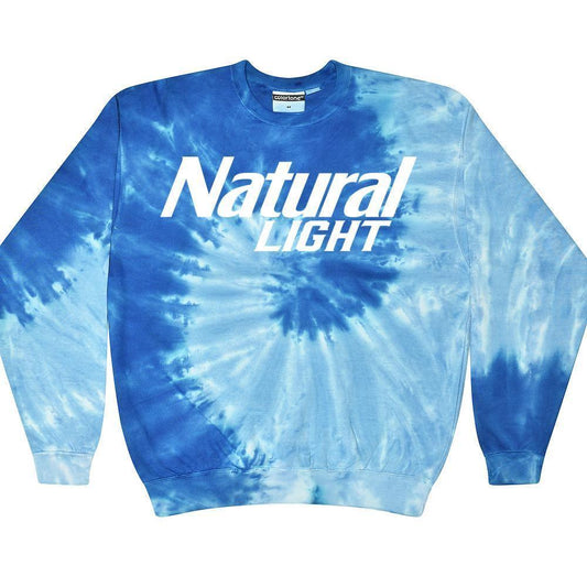 Natural Light Beer Two tone Royal Blue and Light Blue Spiral design tie dye sweatshirt