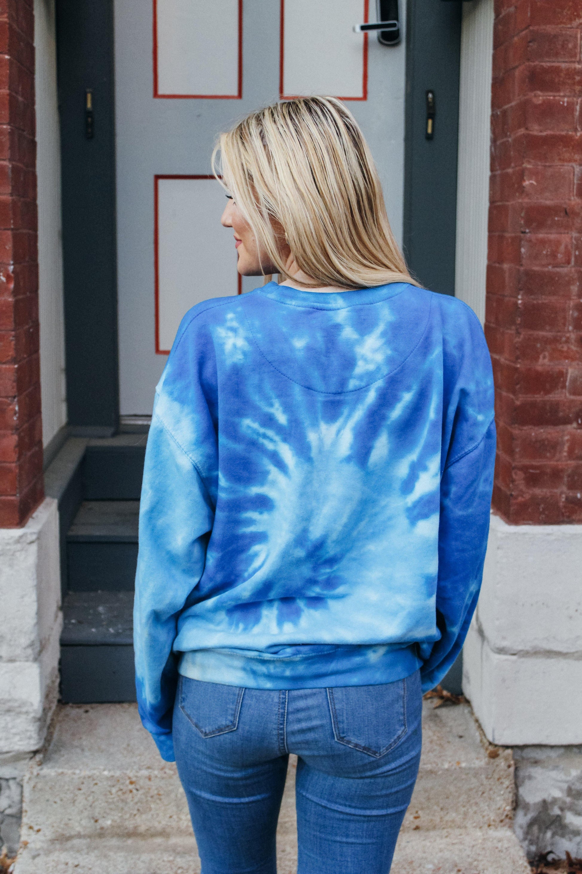 Natural Light Beer Two tone spiral design tie dye in Royal Blue and Light Blue