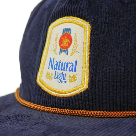 navy natural light vintage corduroy hat close up