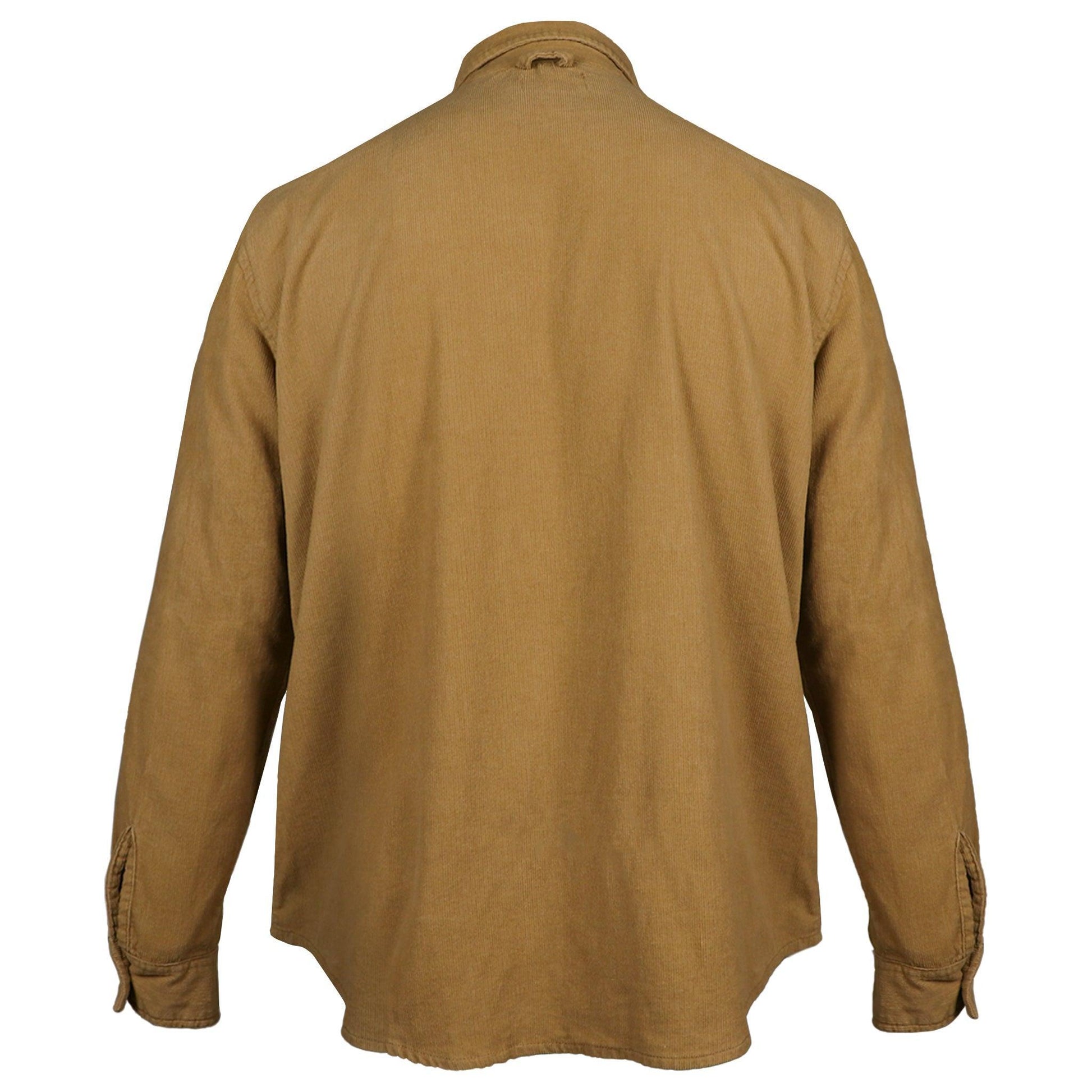 back view of tan corduroy shirt
