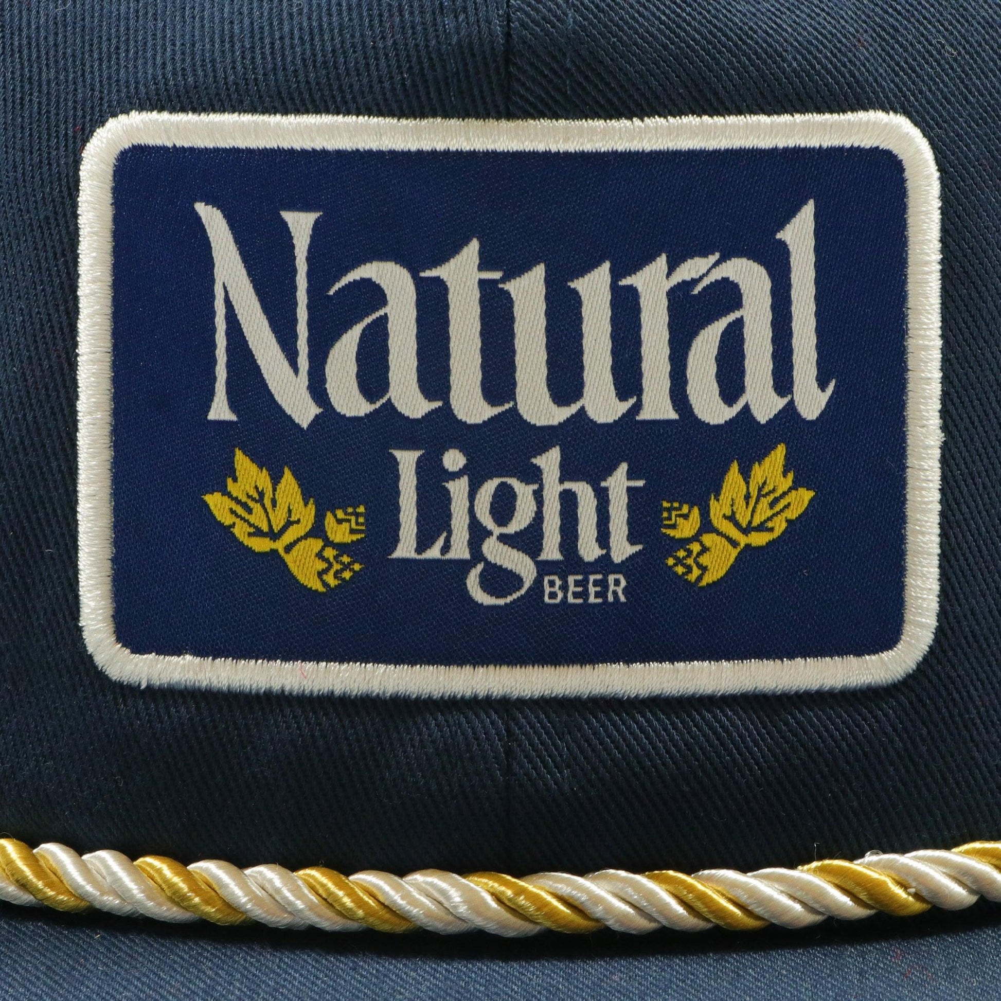 Natural Light Vintage Navy Flat Bill Hat - Logo Closeup