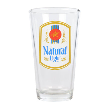 natural light vintage logo on pint glass