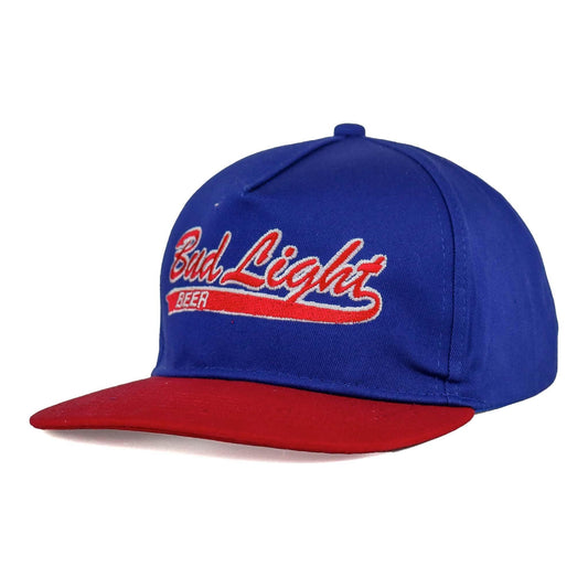 red and blue bud light flat bill hat