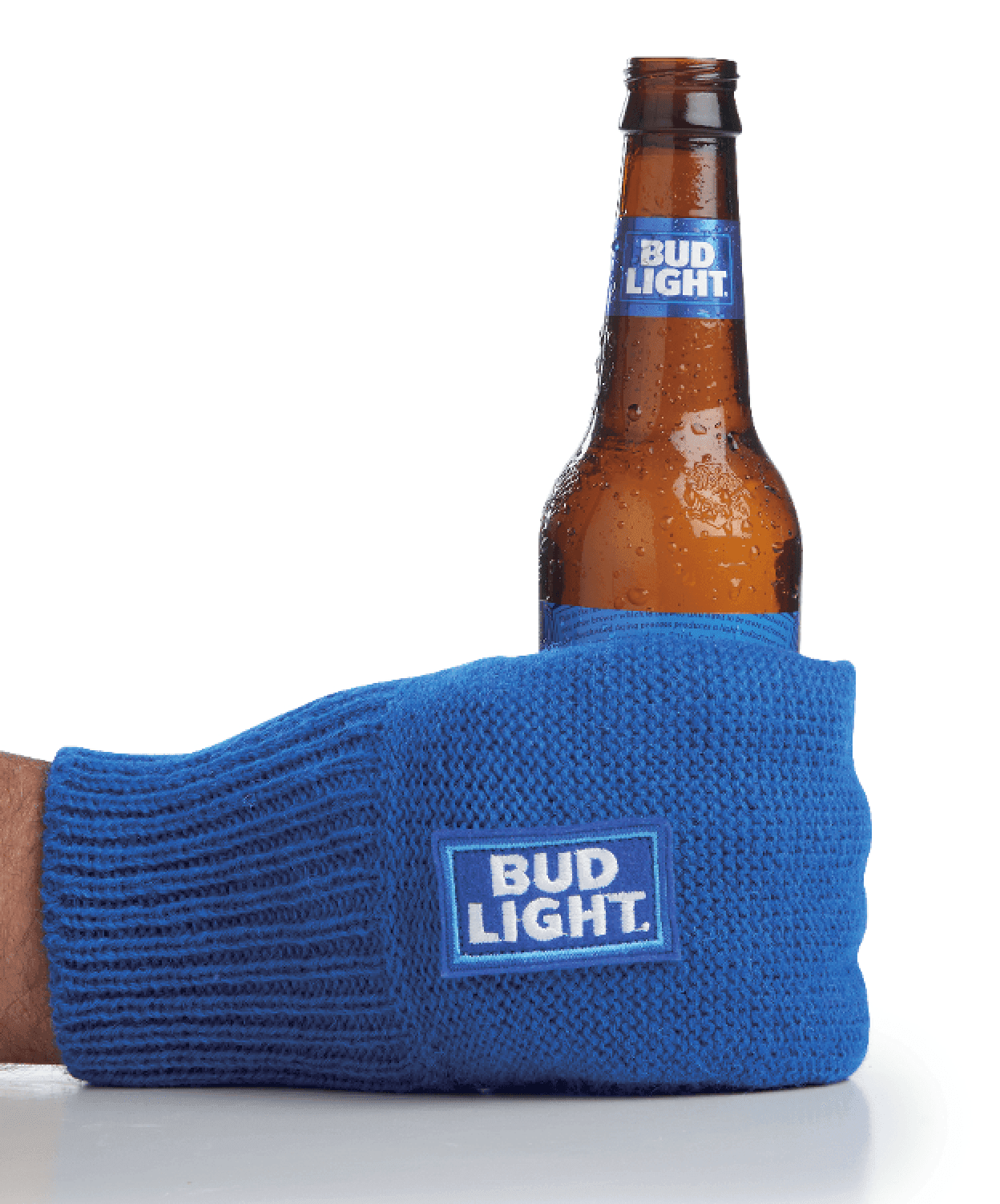 blue bud light no cold fingers right handed drinking glove with bud light logo 