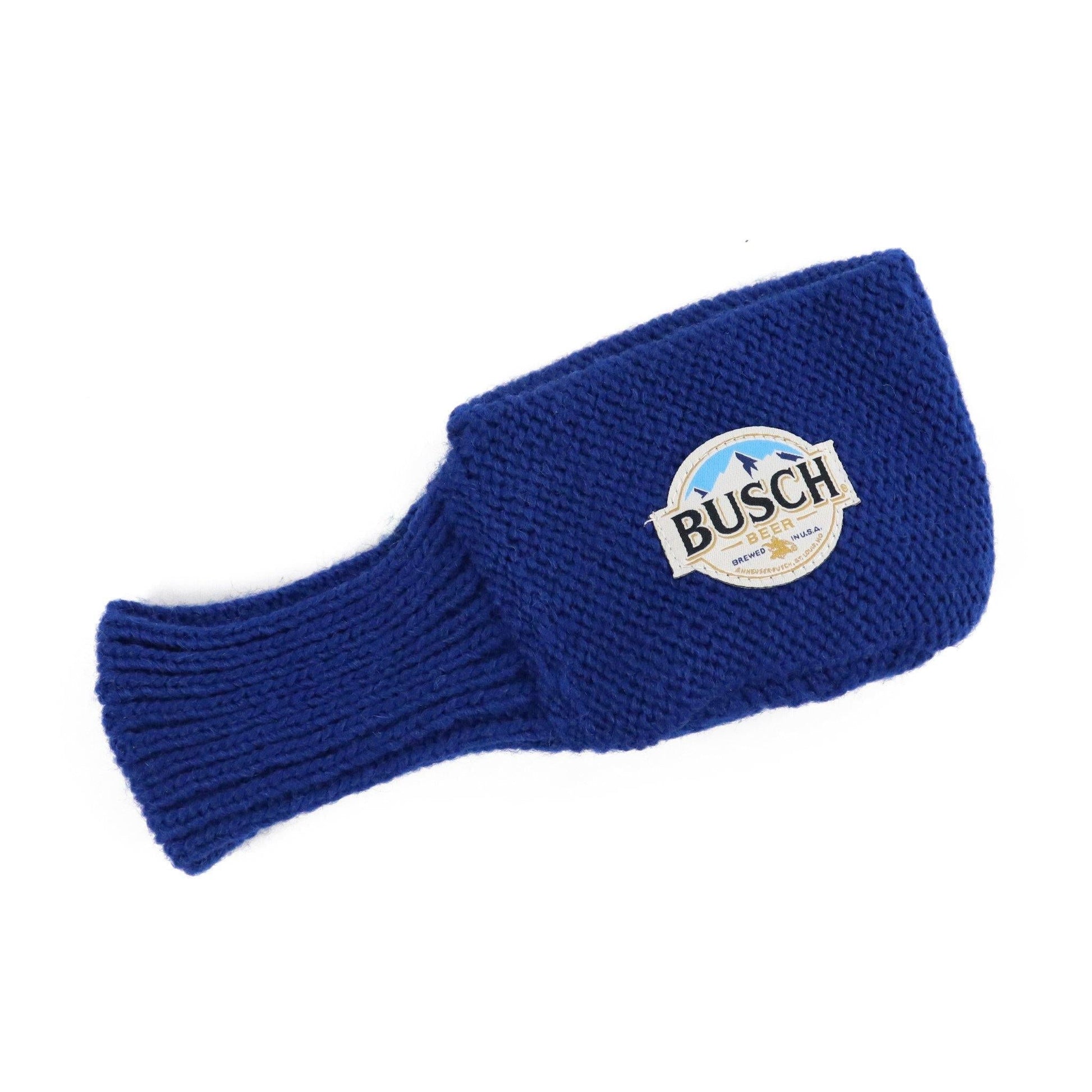 blue busch drinking glove with the busch logo 