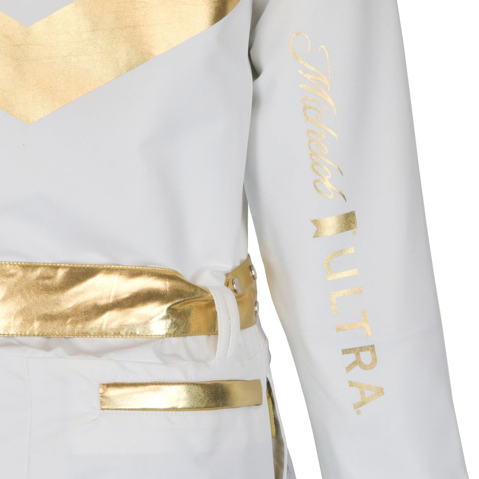 white and gold michelob ultra pure gold womens ski suit
