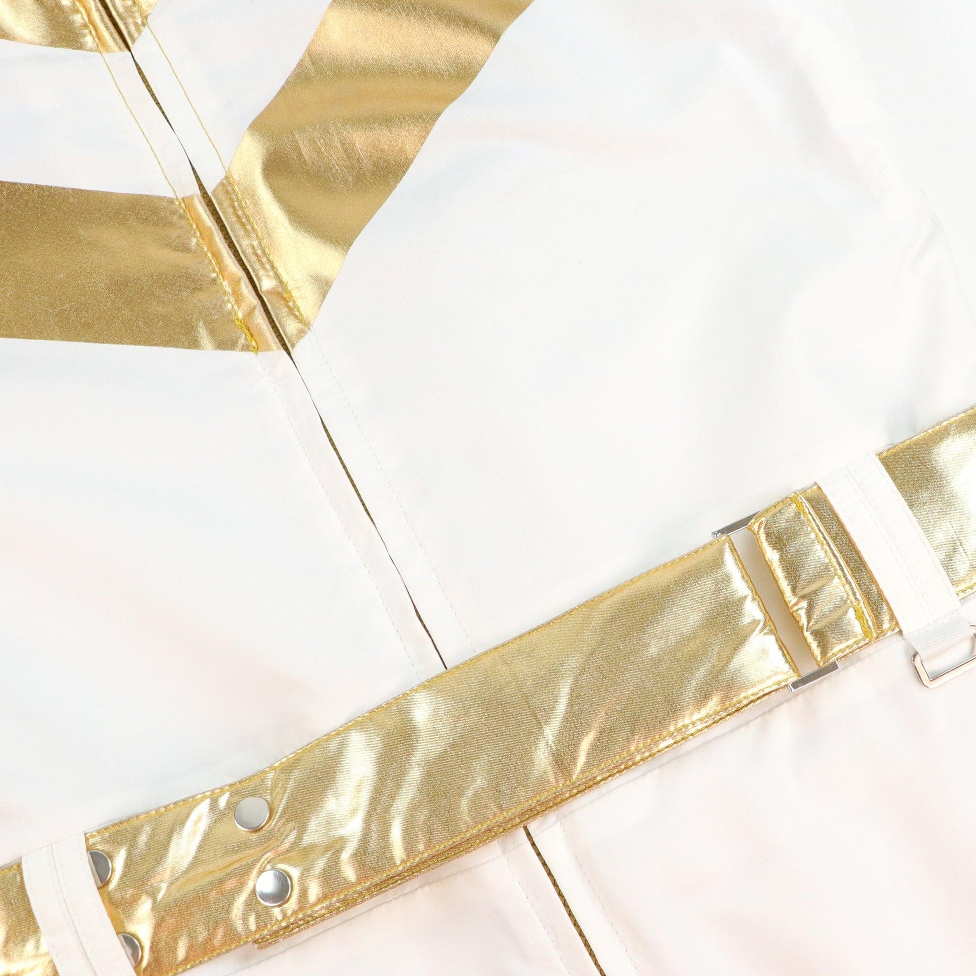 white and gold michelob ultra pure gold womens ski suit